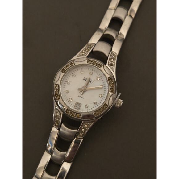 Relic Wet Womens Watch Date Pearl Look Dial Gem Set Bezel 25mm Case ZR11771 READ - Picture 1 of 5